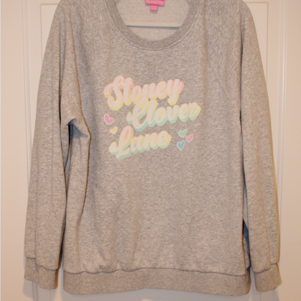Stoney Clover Lane Gray Crewneck Sweater With Retro Design
